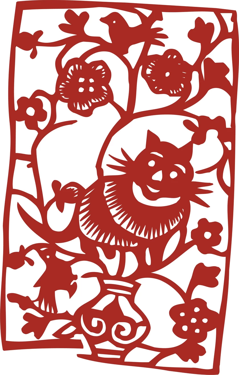 中国风中式传统喜庆民俗人物动物窗花剪纸插画边框AI矢量PNG素材【1838】
